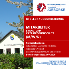 hauptamtliche Gerätewartin/hauptamtlicher Gerätewart  für die Freiwillige Feuerwehr  und Mitarbeiterin/Mitarbeiter für den Brand- und Katastrophenschutz (m/w/d)