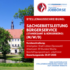 SACHGEBIETSLEITUNG BÜRGERSERVICE  (STANDESAMT & BÜRGERBÜRO) (M/W/D)
