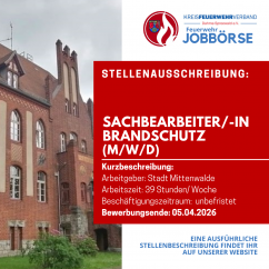Sachbearbeiter Brandschutz (m/w/d) in Vollzeit 