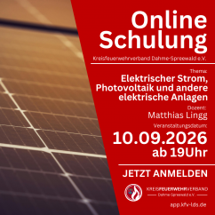 Wiederholung Online Schulung "Elektrischer Strom, Photovoltaik und andere elektrische Anlagen"