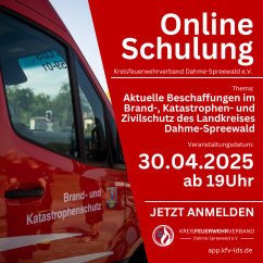 Wiederholung Online Schulung "Aktuelle Beschaffungen im Brand-, Katastrophen- und Zivilschutz des Landkreises Dahme-Spreewald"