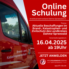 Online Schulung "Aktuelle Beschaffungen im Brand-, Katastrophen- und Zivilschutz des Landkreises Dahme-Spreewald" 